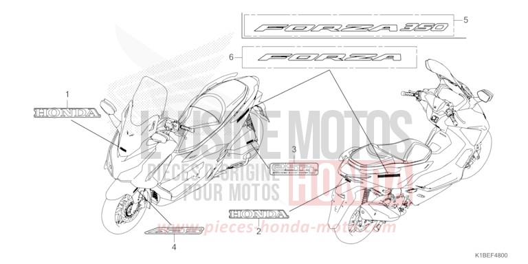MARK/EMBLEM (NSS250AP,R/NSS350AP,R) for Forza 350 MAT ROBUST GRAY METALLIC (NHC74) from 2023